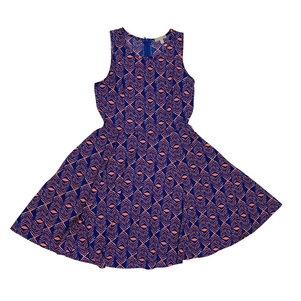 Gianni Bini Fit and Flare Dress Sleeveless Scoop Neck Geometric Lined Skirt - Picture 10 of 10